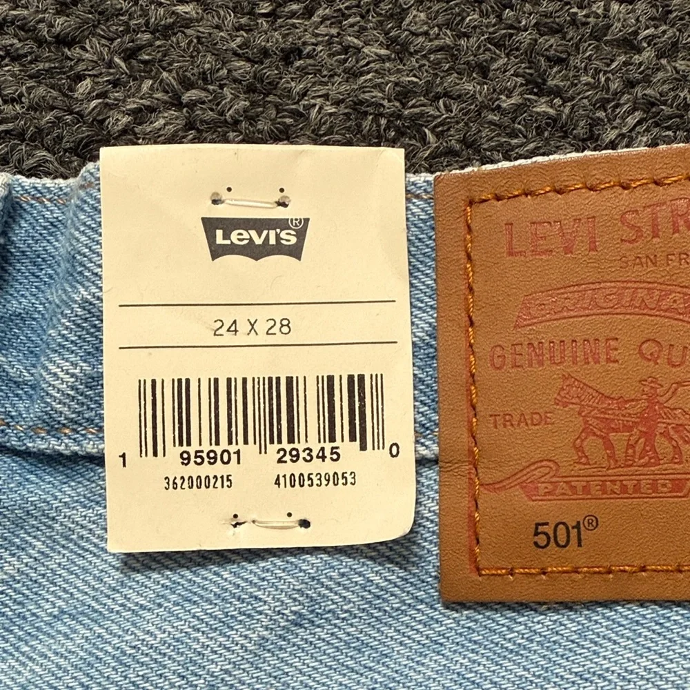 Levi's Light Blue Distressed Straight Leg Jeans - Picture 3 of 3